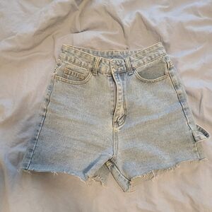 Ultra high rise denim shorts